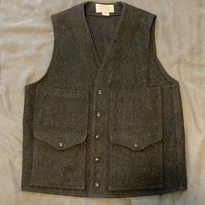 Filson charcoal Mackinaw Wool Vest with Snaps